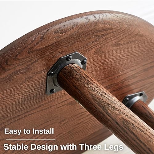 Miniatura 6 de Bamskov Juego de mesa auxiliar ovalada 100% madera de roble macizo, pequeña mesa de centro moderna de mediados de siglo y mesa auxiliar lateral