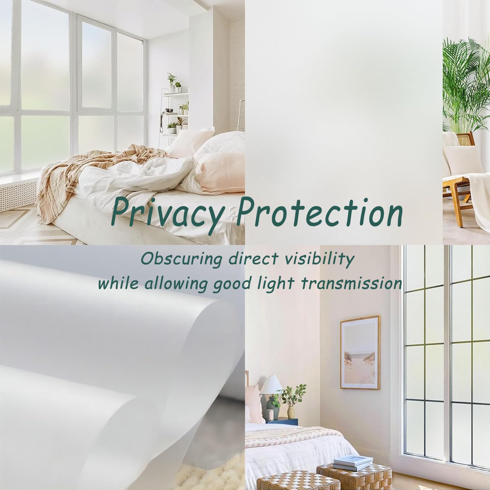 para Cristales Vinilo Adhesivo 80 x 180 cm, No Adhesiva, Esmerilado, Electrostática Protección contra, Vinilo Decorativo 3D para Ventana, para Dormitorio Oficinas, Mate Puro