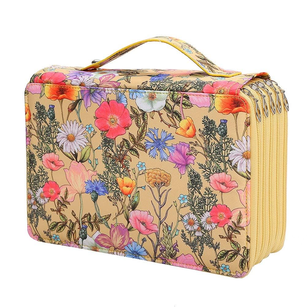 LAUGHERER 250 Slots Colored Pencil Case Organizer with 5 Layer Zipper- Capacity Pens Storage Holder Bag for Student Artist B
