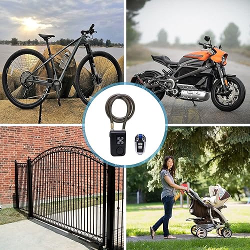 Miniatura 6 de Mengshen Cerradura de alarma para bicicleta, antirrobo inalámbrico para bicicleta, motocicleta, puerta, puerta, scooter, cochecito de bebé con cable