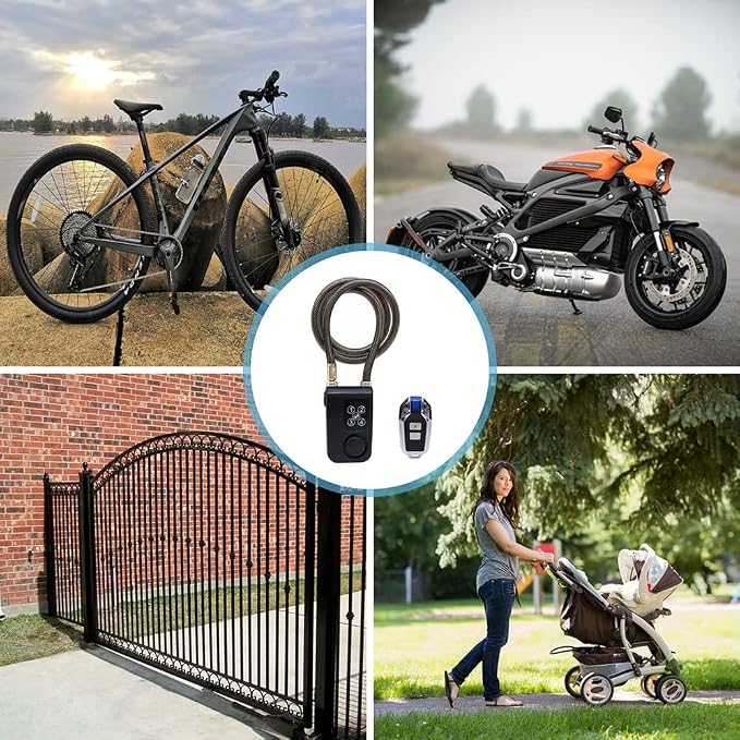 Candado con alarma antirrobo y control remoto para bicicleta miniatura 7