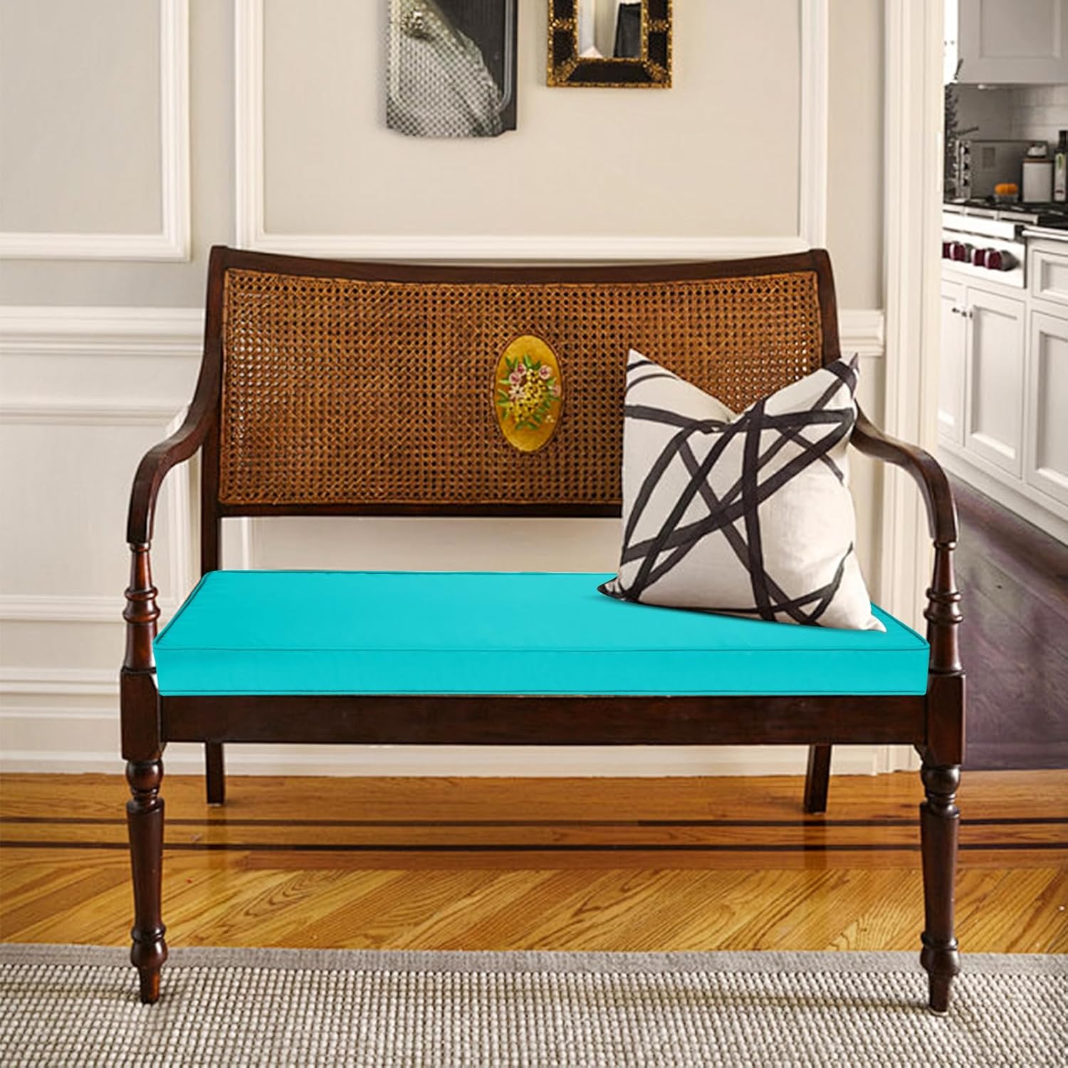 Mrsenloi Outdoor Bench Cushion 48x18x3 Inch with Ties, Thick Waterproof Porch Swing Cushions for Patio Furniture Chair Pad, Seat Sofa Garden Replacement Cushion Sponge Filling