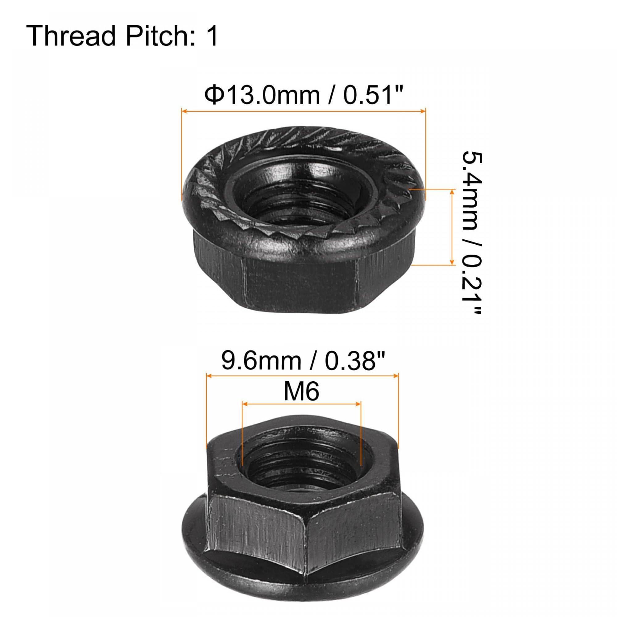 TOP-VIGOR M6 Serrated Flange Hex Lock Nuts, Carbon Steel Black Oxide Finish, Self-Locking Threaded Nuts - Image 2