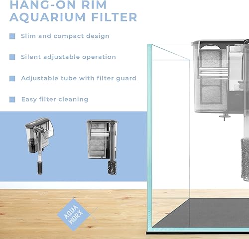 Miniatura 4 de Kit de iniciación para acuario de cubo, kit de acuario pequeño, tanque de peces de 2 galones, alfombrilla de nivelación negra, luz LED EOS, filtro