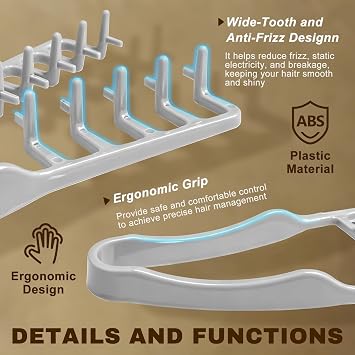 Texture Comb, Volumizing Fluffy Texture Styling Comb for Men and Women, Wide-Tooth Texturizing Styling Tool for Volume & Fringe Parting, Grey
