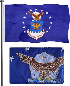 Air Force Flag 3x5 Double Sided Embroidered- Heavy Duty United States US Air Force Flag Double Stitched USA Airforce Ealgle Military Flags with Brass Grommets Outdoor Indoor