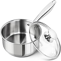 Vista 11 de MICHELANGELO Juego de cacerolas de acero inoxidable de tres capas de 1Qt y 2Qt, ollas pequeñas de cocina con tapas de vidrio templado, listas