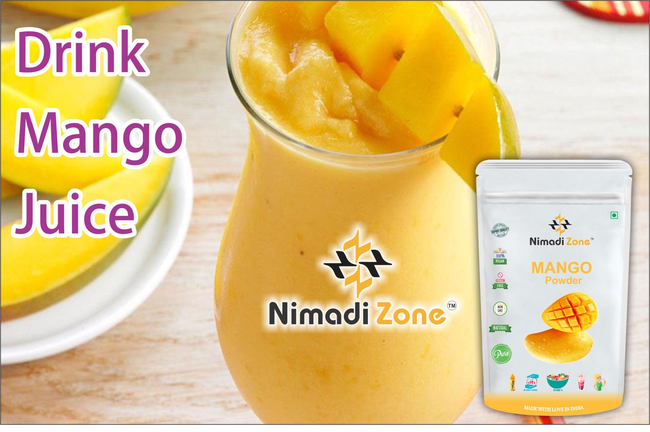 Nimadi Zone Mango Fruit Powder | Dry, No Added Sugars - 100 GM by Nimadi Zone