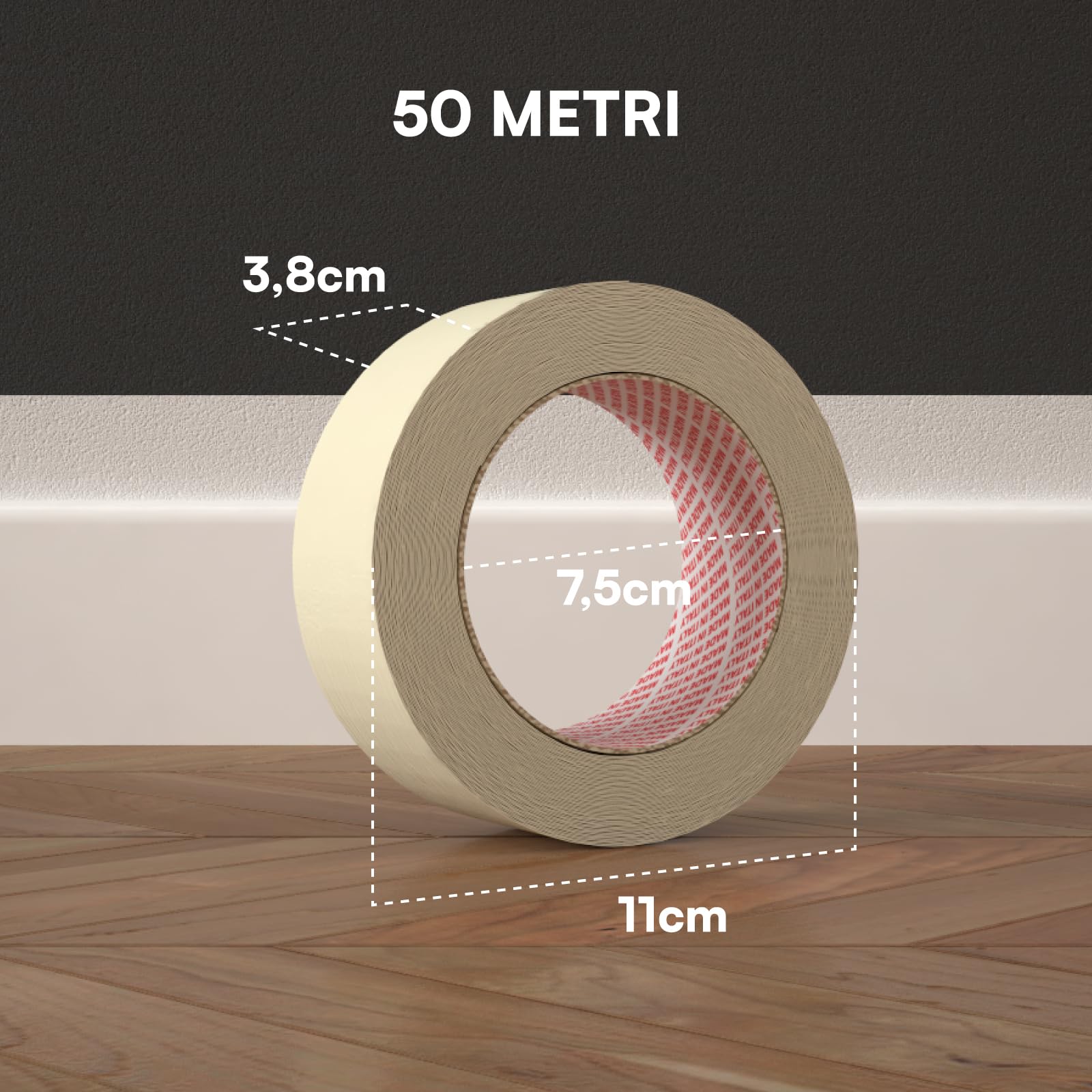 DNK TRADE Ruban de papier – 24 rouleaux de ruban de peintres 38 mm x 50 m – Papier gommé professionnel 38 x 50 recyclable pour masquage peinture et blanchiment