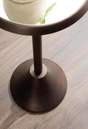 Miniatura 6 de Kate and Laurel Sanzo - Mesa moderna de pedestal para bebidas 10 x 10 x 23 bronce antiguo mesa auxiliar decorativa con mesa de espejo para uso como