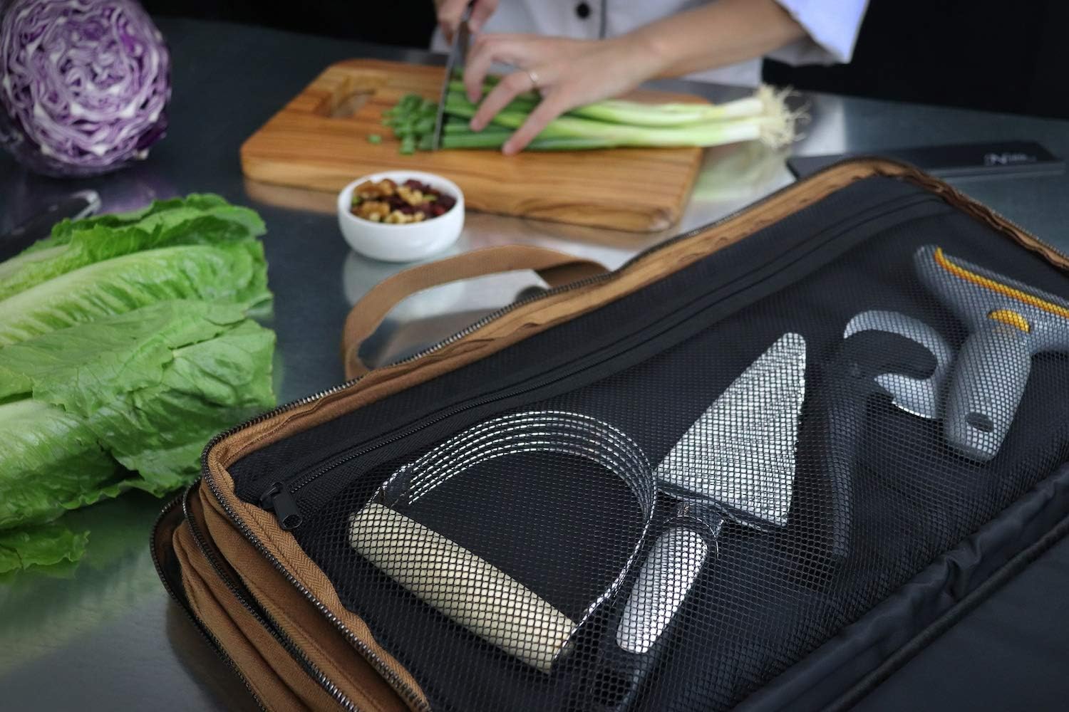 Flаѕh Dеаlѕ - 40% оƒƒ Waxed Canvas Chef Knife Bag Holds 19 Knives PLUS Knife Steel Meat Cleaver and Large Storage Compartments! Our Most Durable Professional Line Knife Carrier Includes Custom Padlock! (Bag Only) (Khaki)