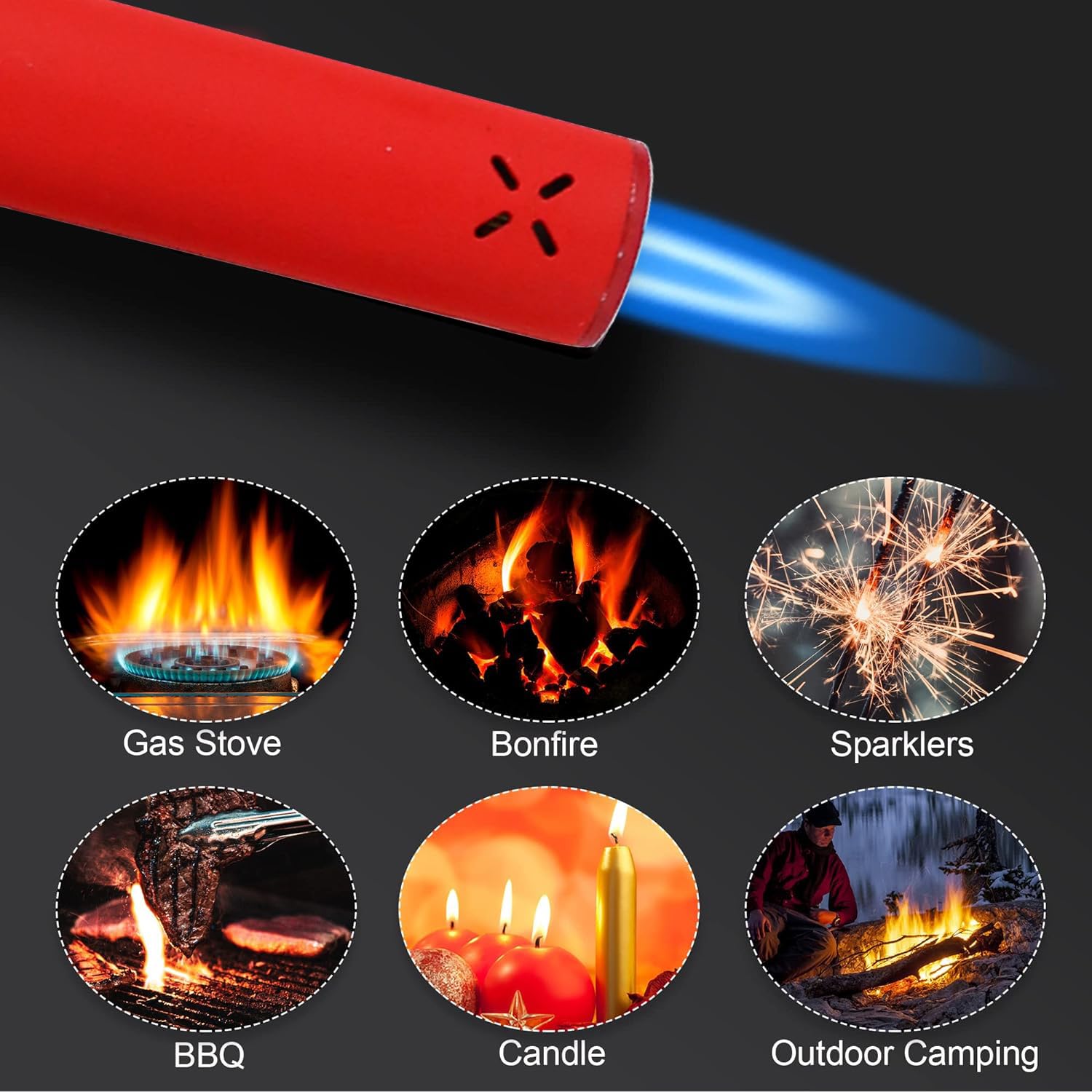 Accendino Jet Antivento A 3 Fiamme - Ricaricabile A Gas, Con Finestra Carburante - Foto 8