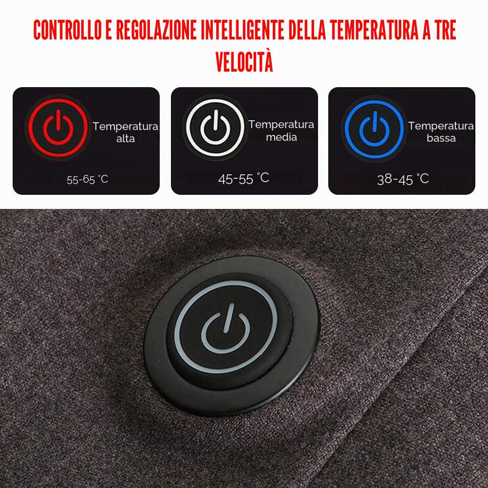 Maglietta termica unisex riscaldata, termica, a maniche lunghe, regolabile, lavabile, con presa USB, per corsa, sci, ciclismo