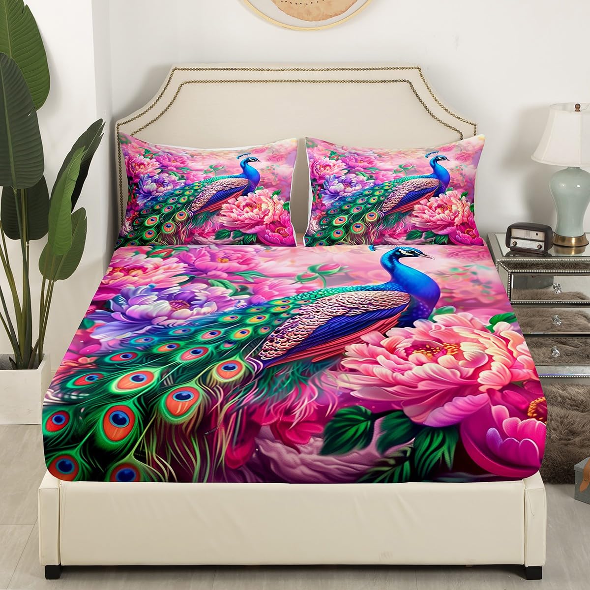 Manfei Peacock Fitted Sheet Single Size - Image 3