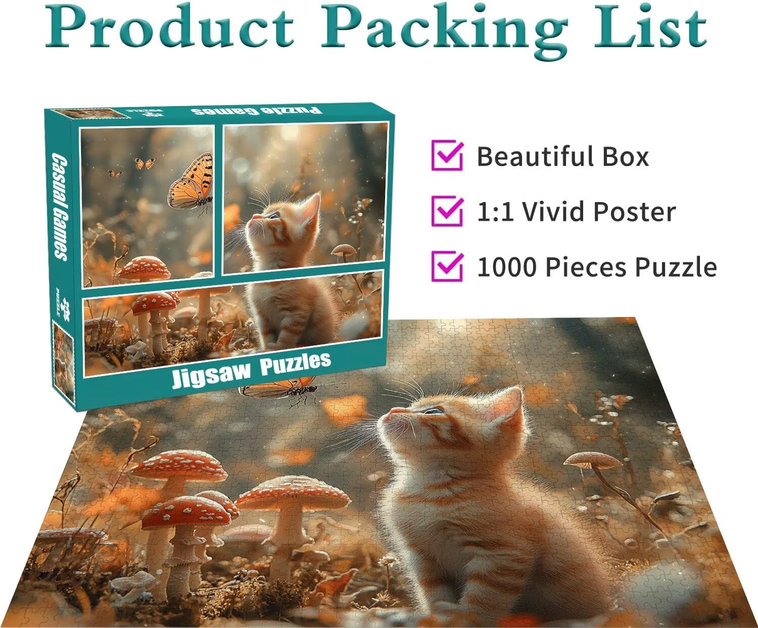 Puzzle Erwachsene 2000 Teile Katze Schmetterling Educa Jigsaw für Kinder ab 8 Jahren Mädchen Jungen, Erwachsene Impossible Klassische Puzzles Schwer, Anspruchsvoll Spielspaß, Geschenke 70x99cm t-686