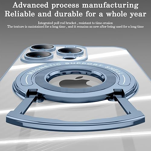 Miniatura 4 de QLTYPRI Funda magnética transparente para iPhone 13 Pro Max compatible con MagSafe, soporte de anillo invisible, protección completa para lente de