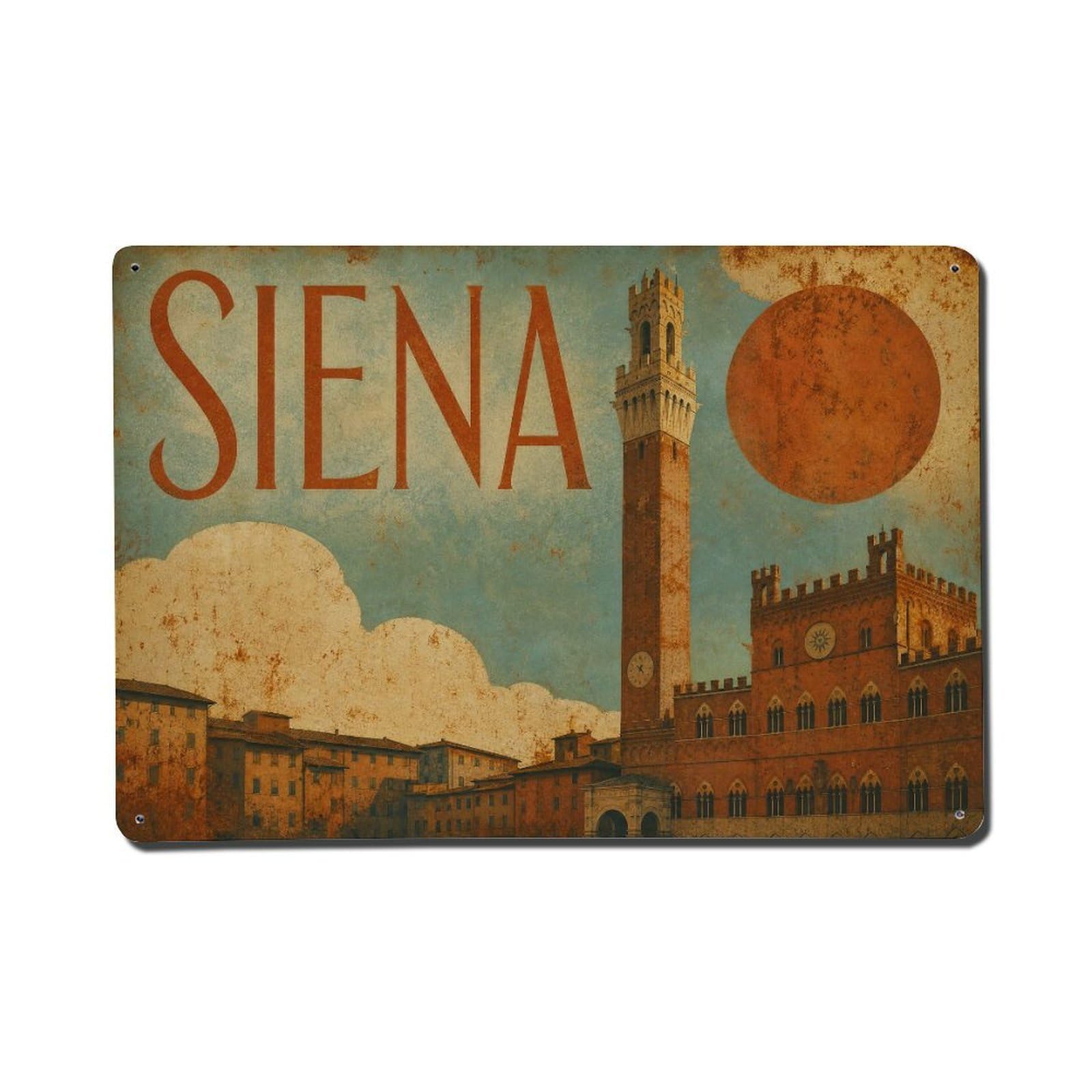 Huiyhb 8X12inch(20X30cm) Vintage Travel Siena Medieval Architecture Historic City Italy Metal Tin Sign