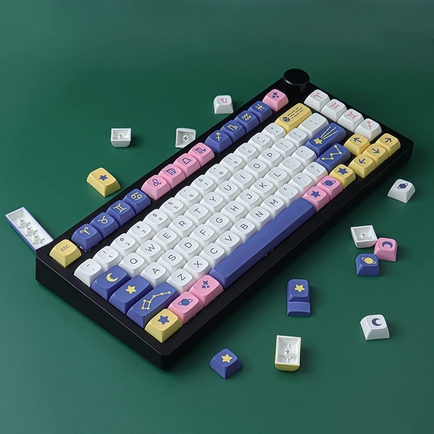 JOMKIZ nasadki na klawisze, 132 klawisze zestaw nasadek klawiszy z PBT barwnik sublimacyjny XDA nasadki na klawisze profilowe do klawiatury mechanicznej Cherry MX Switch