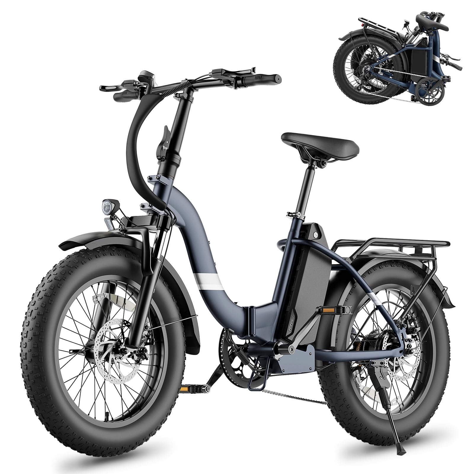 Touroll S2 2026 Vélo Électrique Pliable Tout-Terrain 20"×4.0" Fat Tire, 150KM Autonomie, Batterie 720Wh Amovible, Moteur 250W Vélo Électrique Gros Pneu 7 Vitesses, E-Bike Urbain pour Adulte