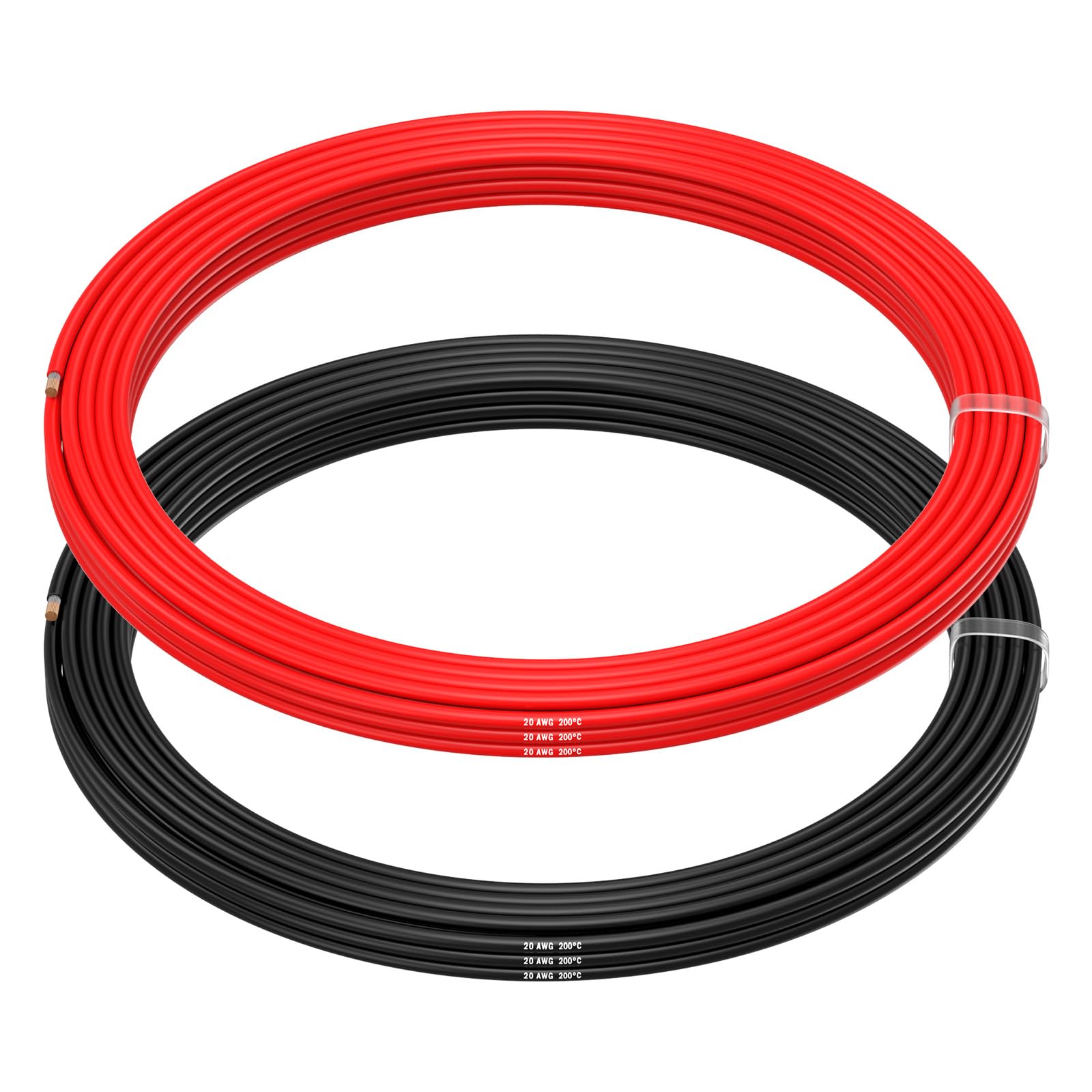 20 AWG Silicone Wire by MMOBIEL, 20 Gauge Tinned Copper Cable, 2 x 16.4ft (5m) 1 Red & 1 Black