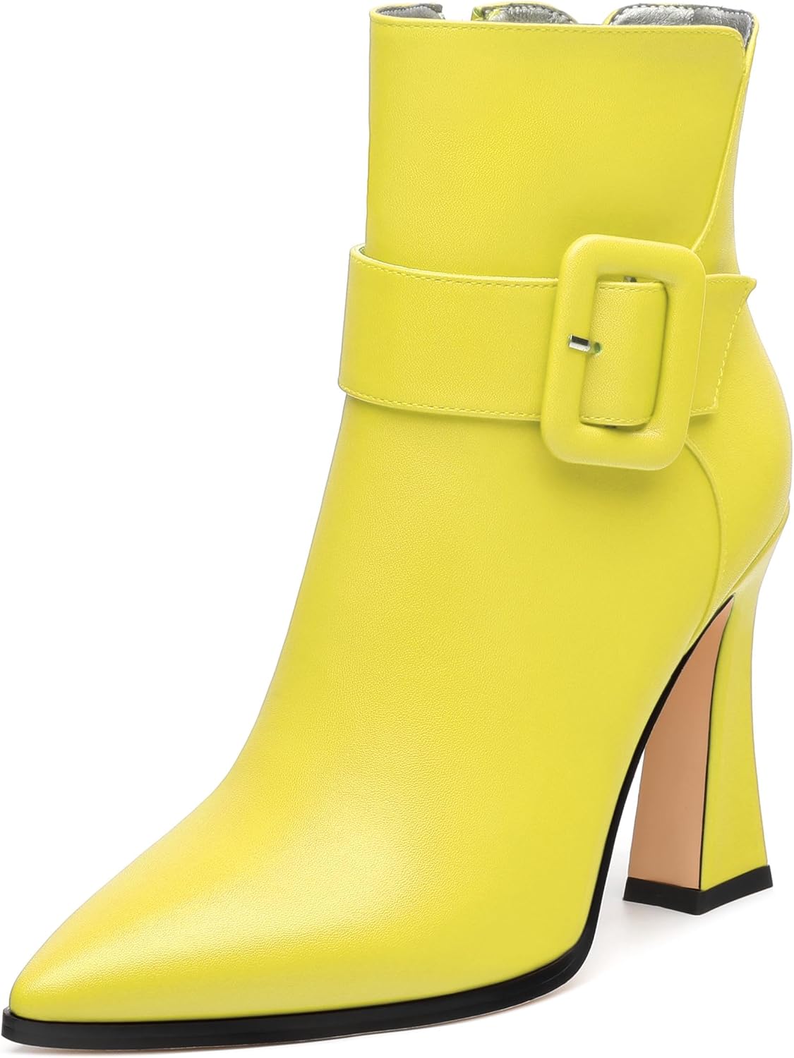 Womens Boots, Pointed Toe Ankle High Boots for Women, Side Zip High Heel Ankle Booties, Ankle Strap Buckle Fashion Short Boot for Daily Working Party