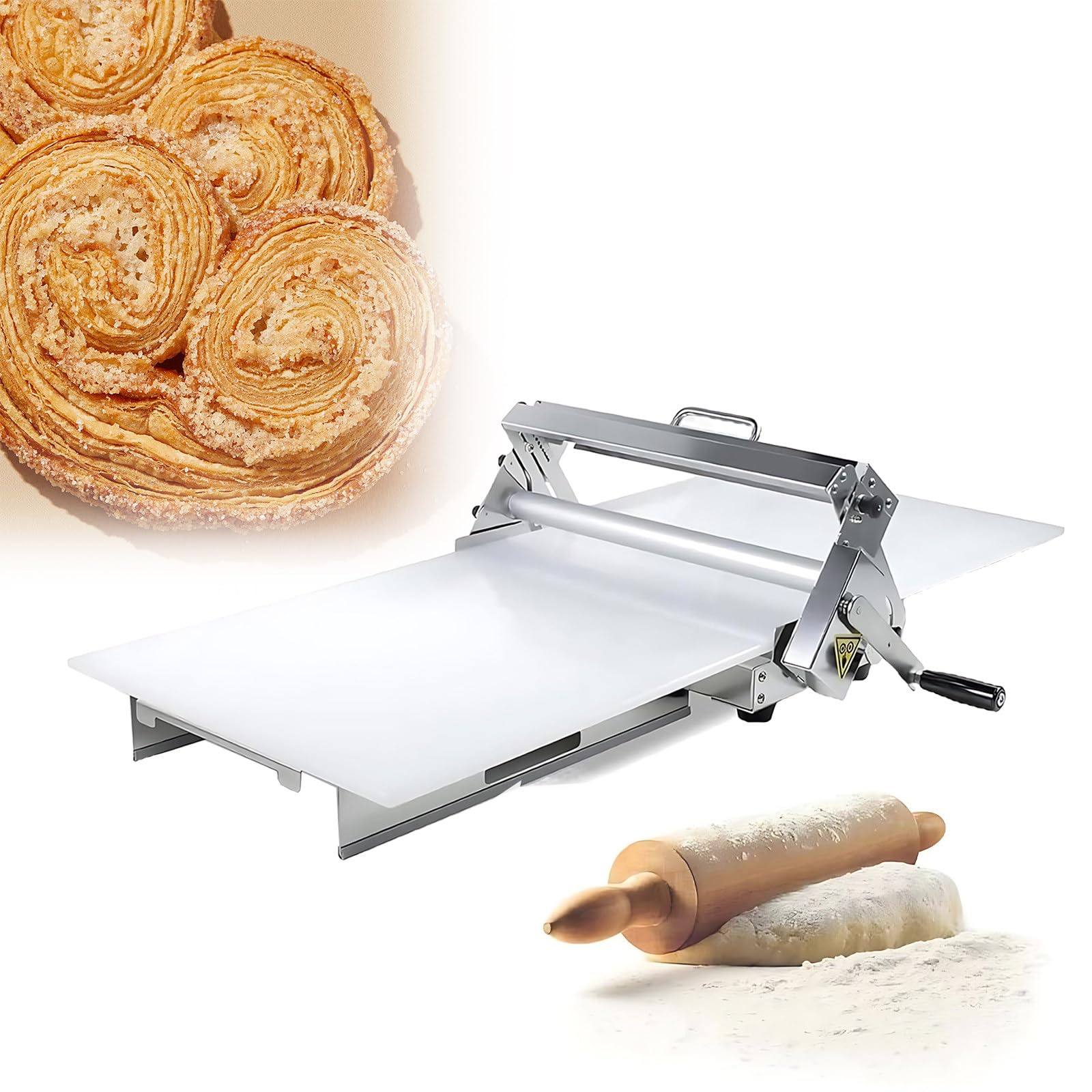 Laminoir à pâte Professionnel, laminoir Manuel, épaisseur réglable de 0 à 25 mm, laminoir Pliable pour boulangeries et pâtisseries, pâte feuilletée 300