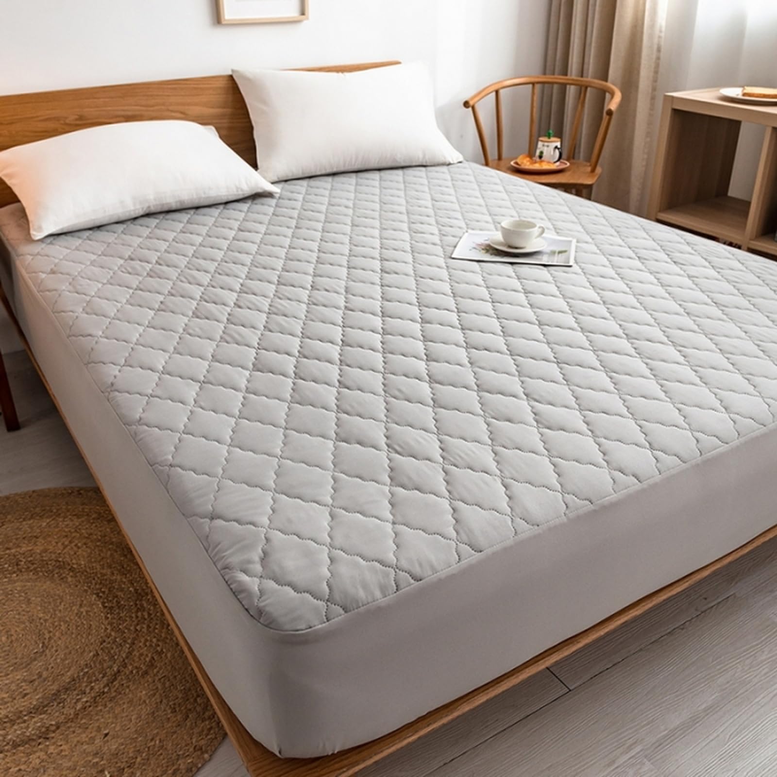 Coprimaterasso trapuntato impermeabile con angoli elastici coprimaterasso coppia letto matrimoniale Euro Queen biancheria da letto coprimaterasso traspirante  15