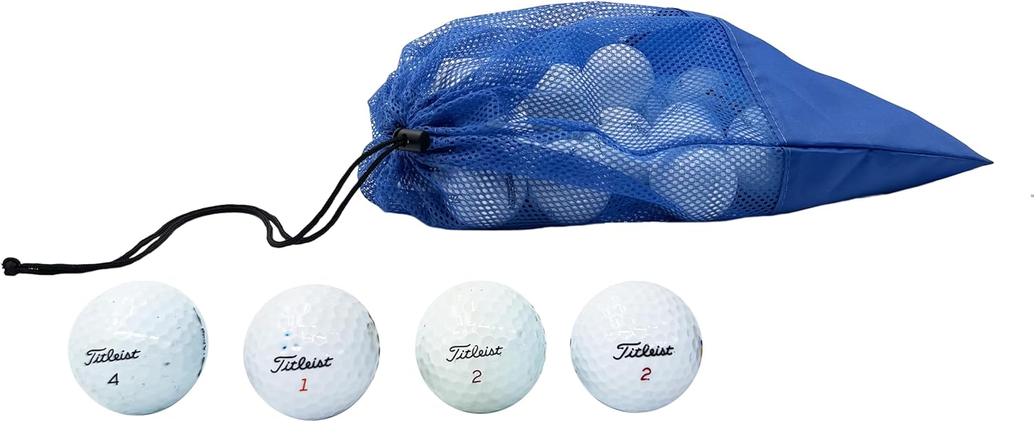 50 Recycled Used Golf Balls Mix for Titleist Golf Balls - Premium Used & Recycled Golf Balls - Good Condition - Includes Reusable Mesh Carrying Bag