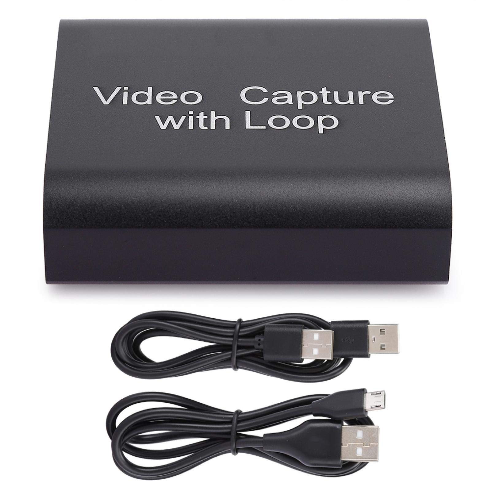 KIKYO Karta przechwytująca, karta przechwytywania wideo USB3.0 z wyjściem Loop Out, karta przechwytująca HDMI 4K Ultra HD, pasuje do konsoli do gier, PS4, PS3, Xbox One, czarna