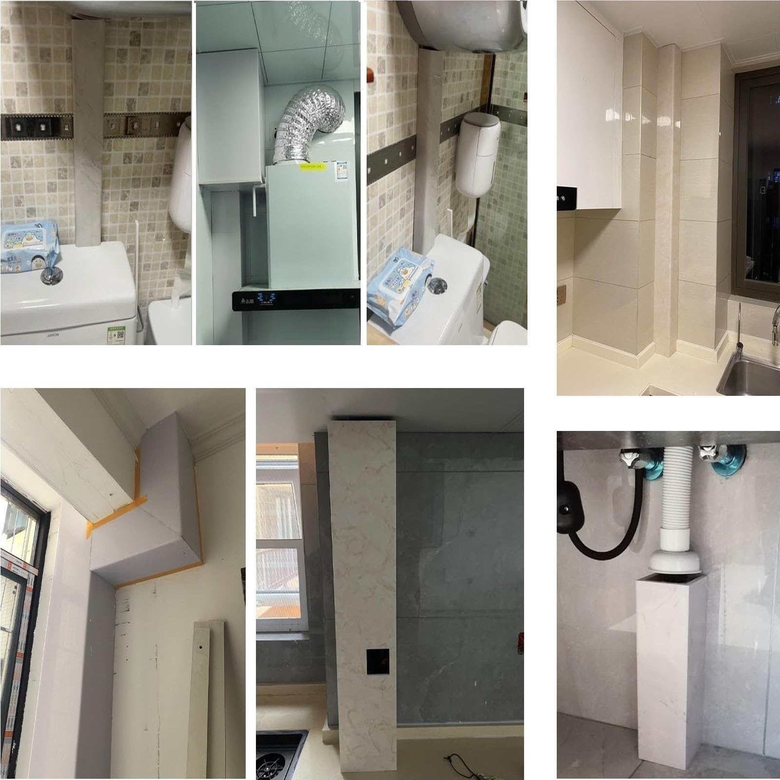 la tapa de la tubería Revestimientos De Tuberías A Prueba De Intemperie Decorativos, Interior Para Decorar Patios/Conductos De Pared/Lavabo De Baño/Conductos(120 x 6 cm/47.2 x 2.4 in)