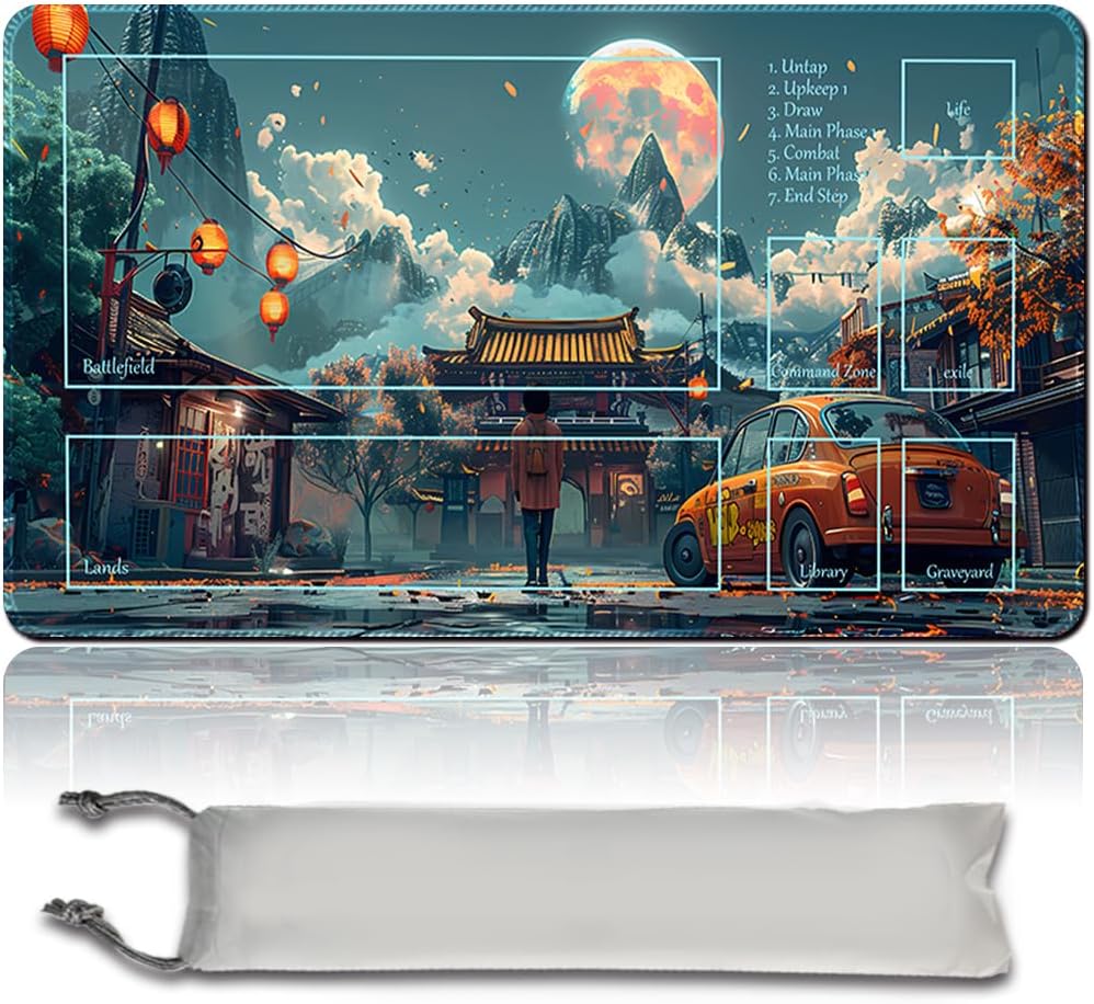 Board Game MTG Playmat + Free Waterproof Bag, Stitched Edges,Ideal for Card Game Enthusiasts TCG Playmat Mouse Pad MTG PlayMat with Zones (an Original Playmat) (MTG 30 (11),with Zone)