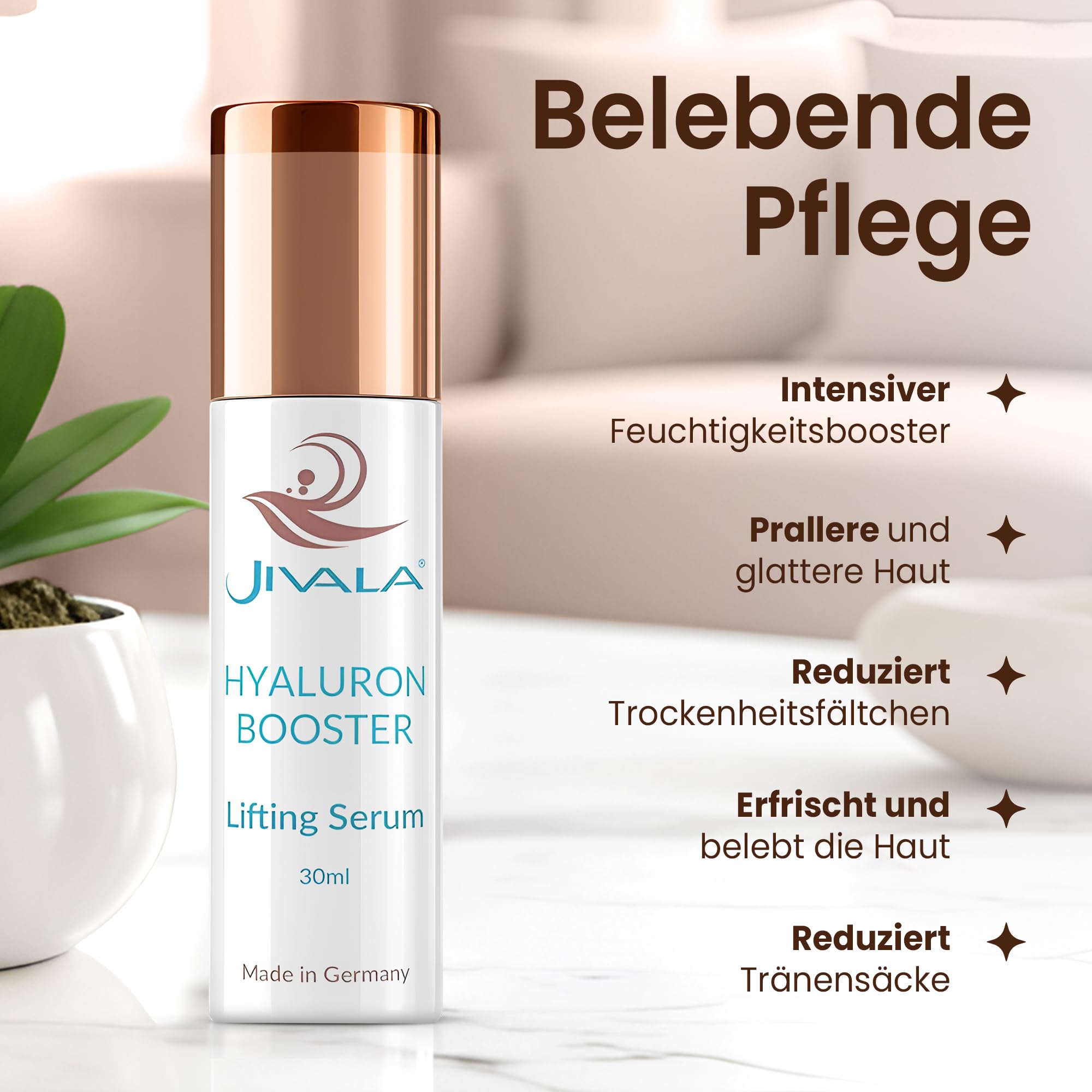 Hyaluron Booster Serum 30ml - intensives Feuchtigkeits & Anti-Aging Serum mit hochdosiertem 3-fach Hyaluronkomplex - Für pralle, glatte und strahlende Haut - Made in Germany