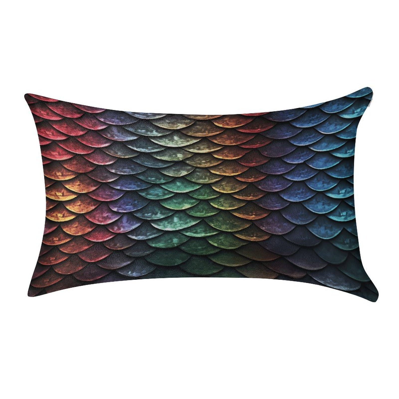 VstaDank Dragon Scale Throw Pillow Cover 12"×20" Ultra Soft Pillowcase Cozy Lumbar Pillow Shell Gold Velvet Exquisite Decorative Cushion Sham Protector for Couch Sofa Bedroom