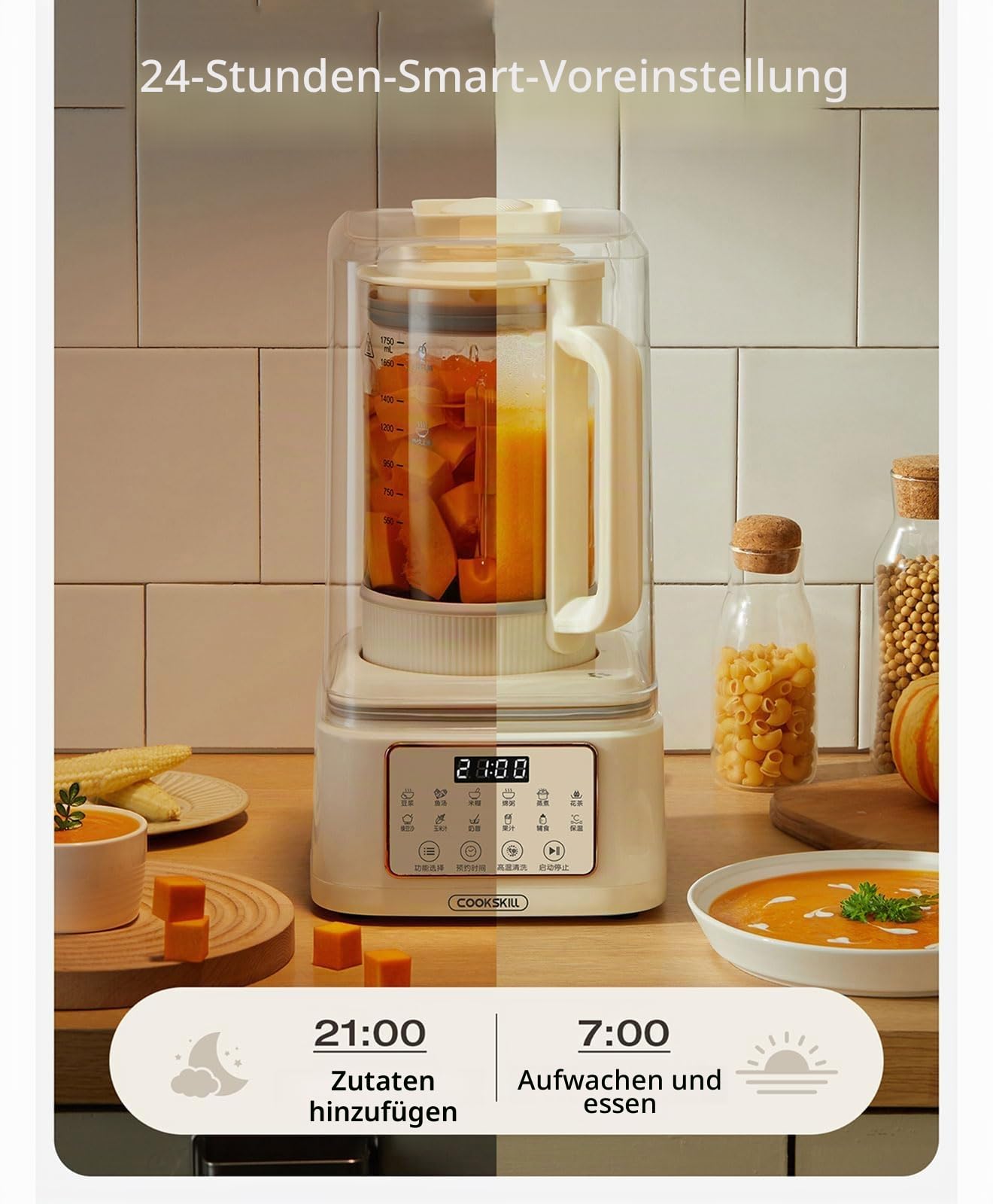 Milchbereiter auf Pflanzenbasis 1750 ml mit Warmhalte Selbstreinigung Kochen Nussmilchbereiter Sojamilchbereiter automatische Mandelmilchmaschine