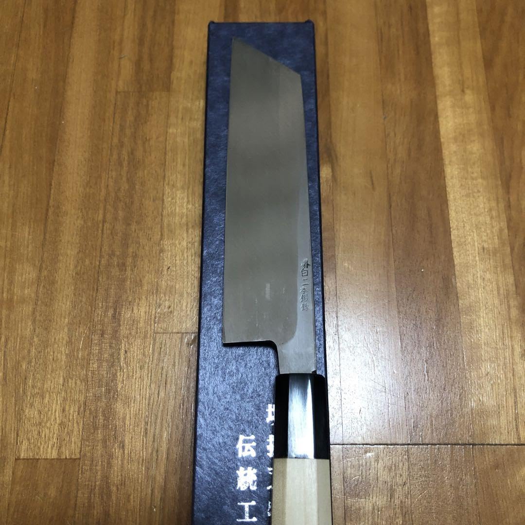 Amazon.co.jp: 堺打刃物 むきもの包丁180mm 白二鋼 朴木八角水牛柄 
