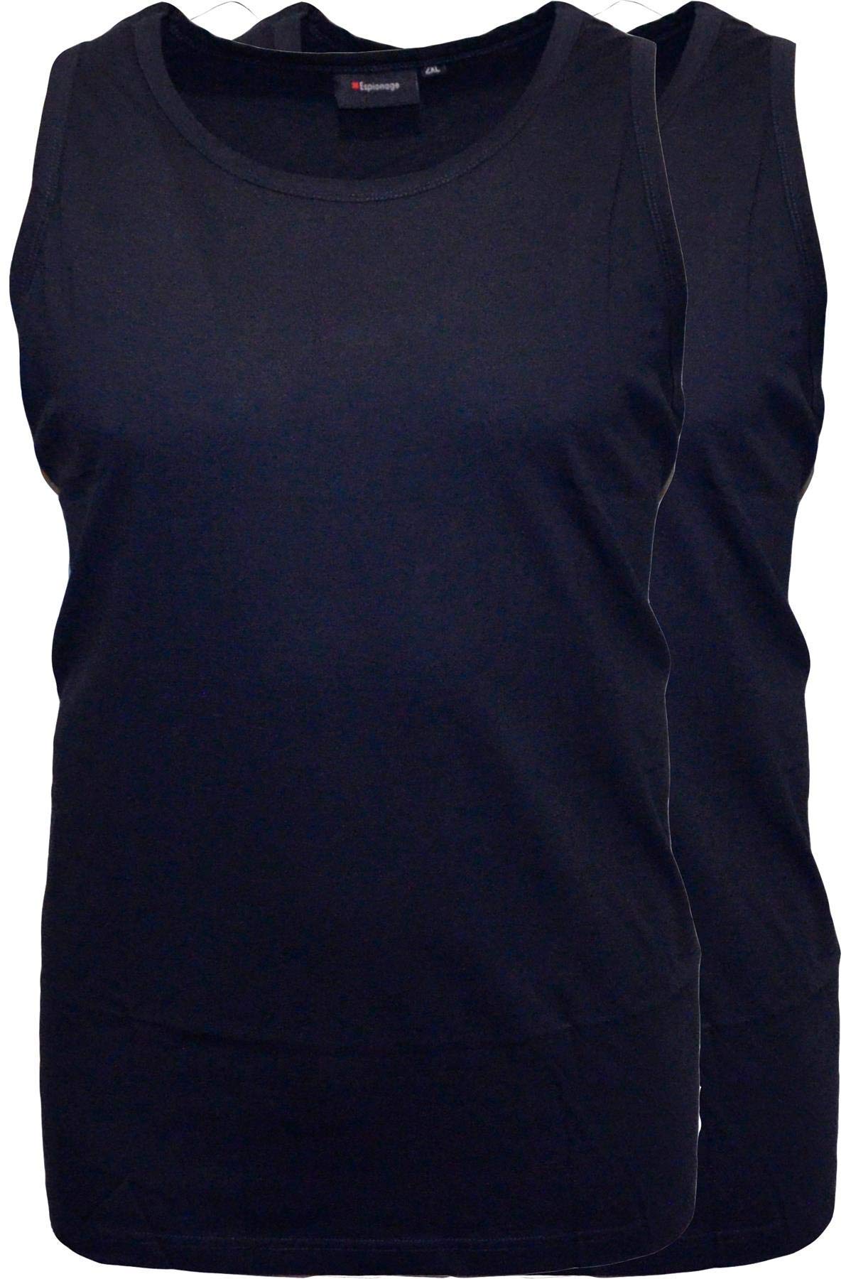 Espionage Men's Navy (Twin Pack) Long Length Combed Cotton Vests (017) In In 6XL