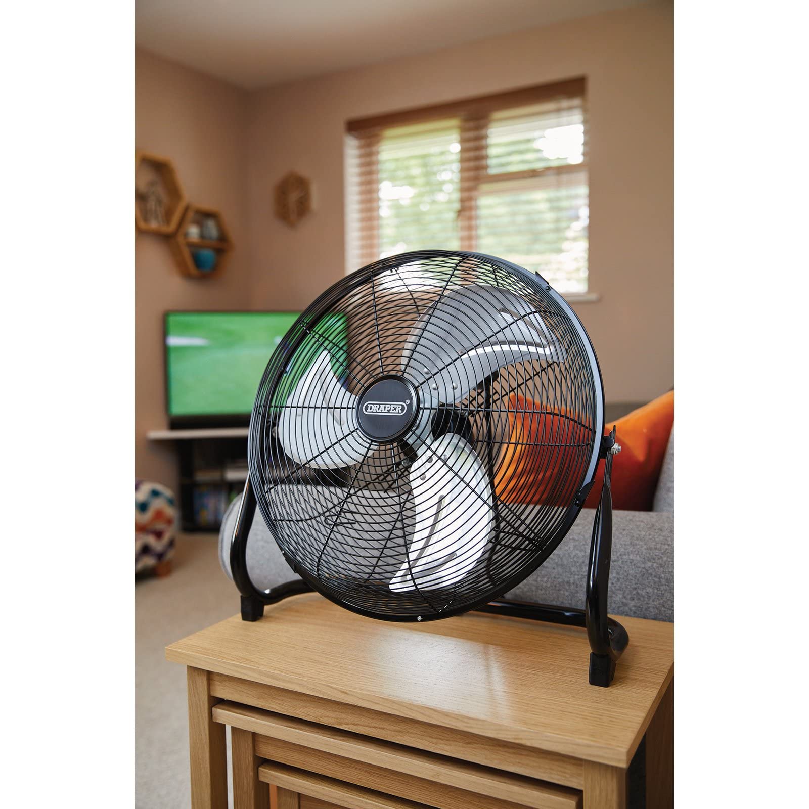 Draper 70432 Ventilador de suelo de 230 V, 400 mm, 100 W, ventilador para oficina, sala de estar y garaje, color negro