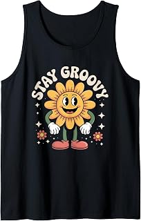 Stay Groovy Smiling Flower Retro Hippie Tank Top