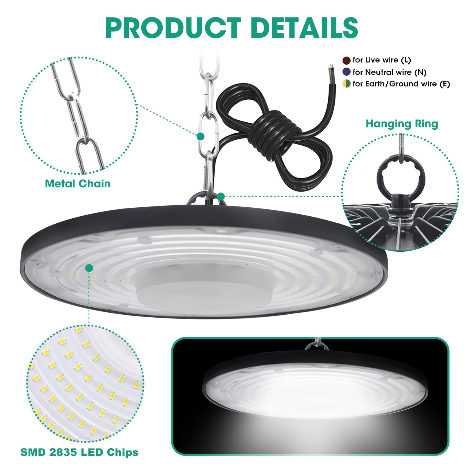 UFO High Bay Lumière 200W, 20000LM Ultra-Mince Spot High Bay Lumière Blanc Froid 6500K Projecteur LED Industriel, Étanche IP65 UFO LED Spot Intérieur pour Usine Atelier Garage