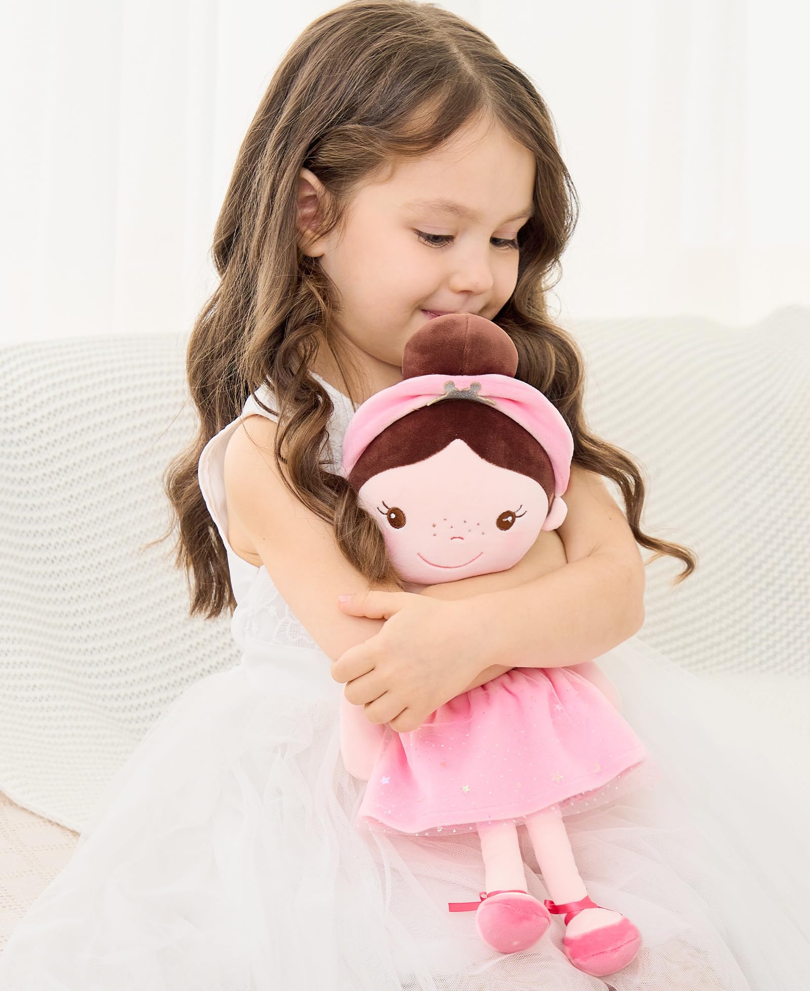 GAGAKU Morbida bambola di pezza 40 cm bambole angelo custode, regalo per battesimo per bambine, peluche portafortuna per bambini dai 3 ai 5 anni - ballerina