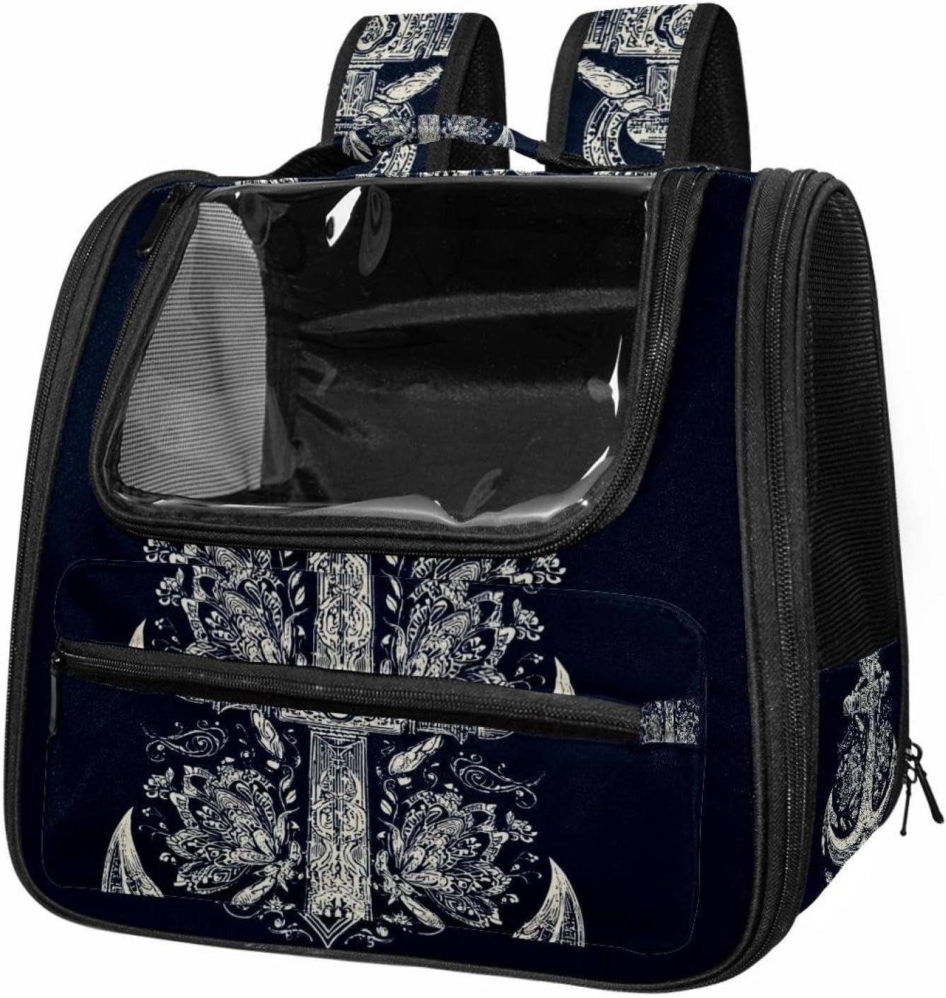 Portable Travel pet Backpack Carrier Hamster Bag Small Dog cat Carrier Breathable Hang Bag, Nautical Lighthouse