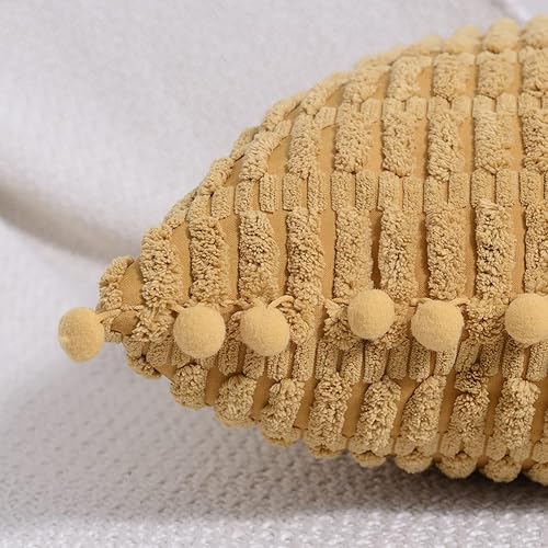 Miniatura 3 de Fancy Homi Paquete de 2 fundas de almohada decorativas color gris pardo de 20 x 20 pulgadas con pompones para sala de estar, sofá, cama, sofá,