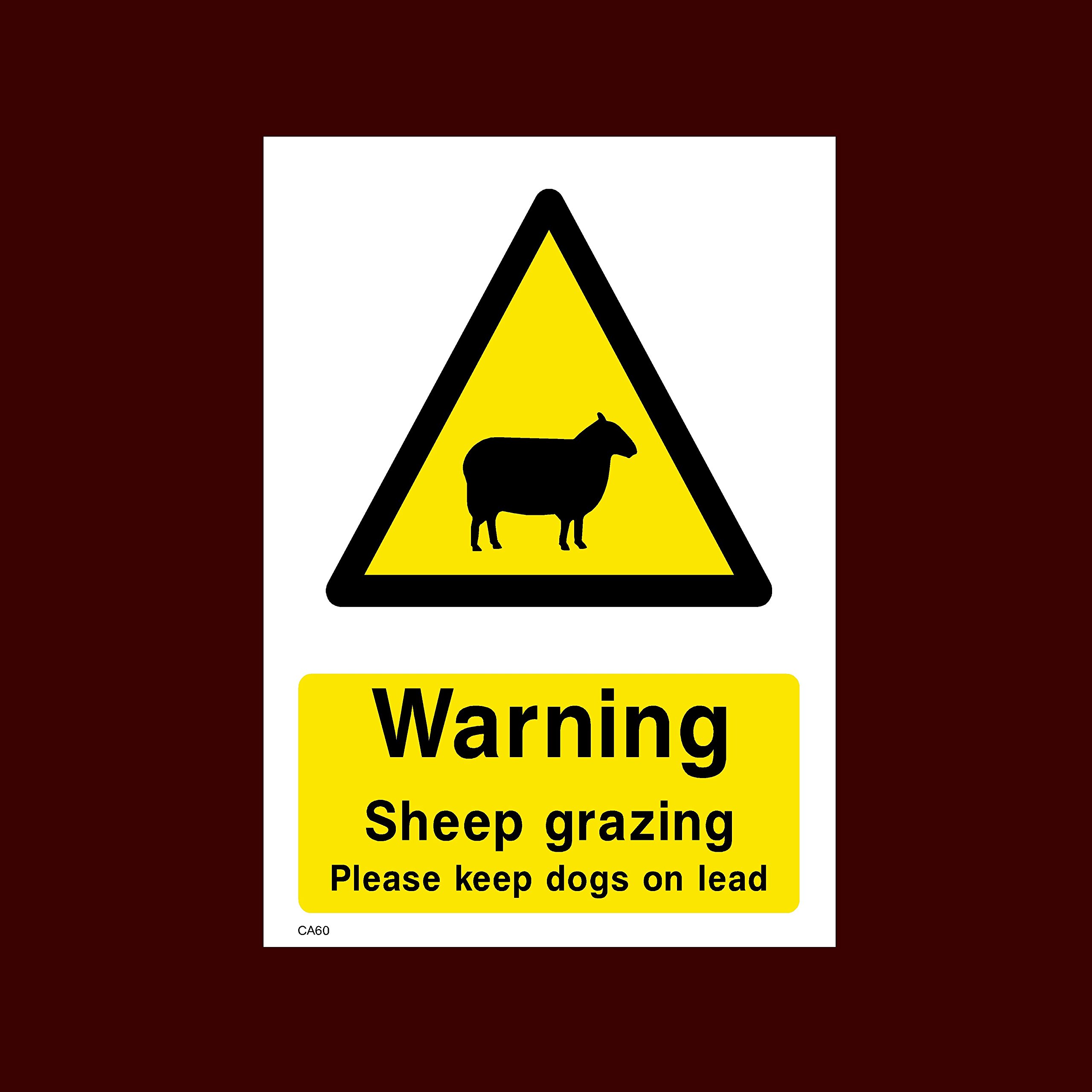 Ussp&S Warning Sheep Grazing - Keep Dogs On Lead Plastic Sign - Warning, Farm, Dogs, Agriculture, Cattle, Sheep, Bull - (Ca60)