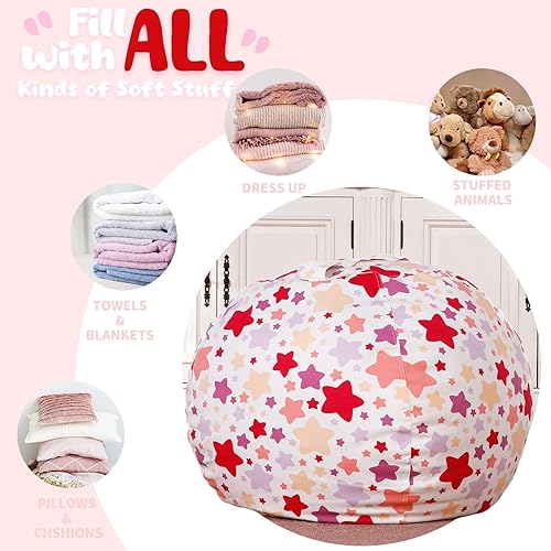 Miniatura 147 de WEKAPO - Puf con cremallera para guardar juguetes de peluche, hecho de lona de algodón de alta calidad, extragrande de 38 pulgadas, ideal para los