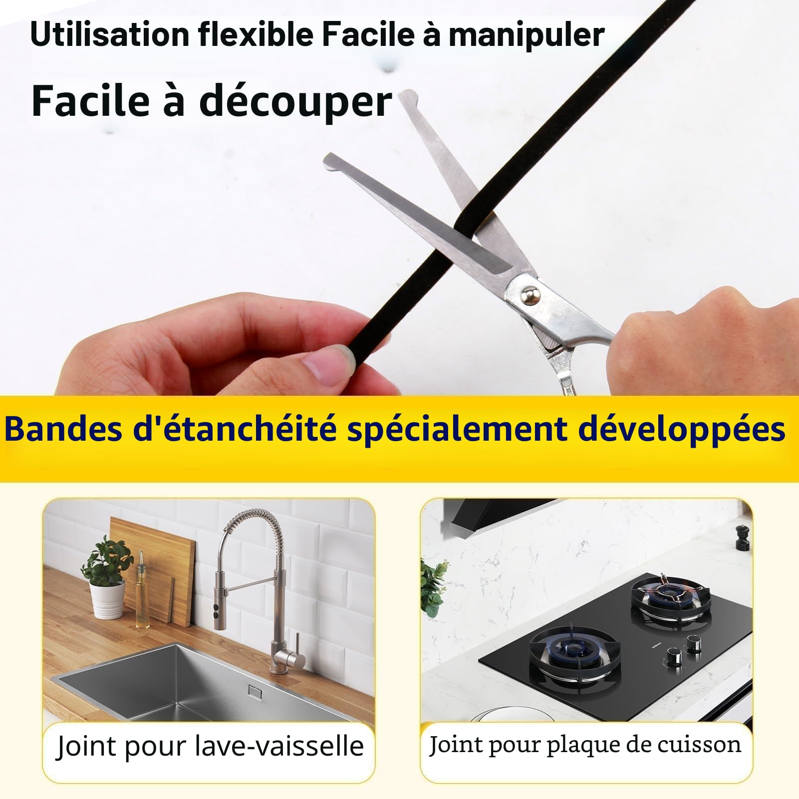 Joint Mousse Adhésif Autocollant 5m pour Plaque de Cuisson avec Grattoir 6x3mm