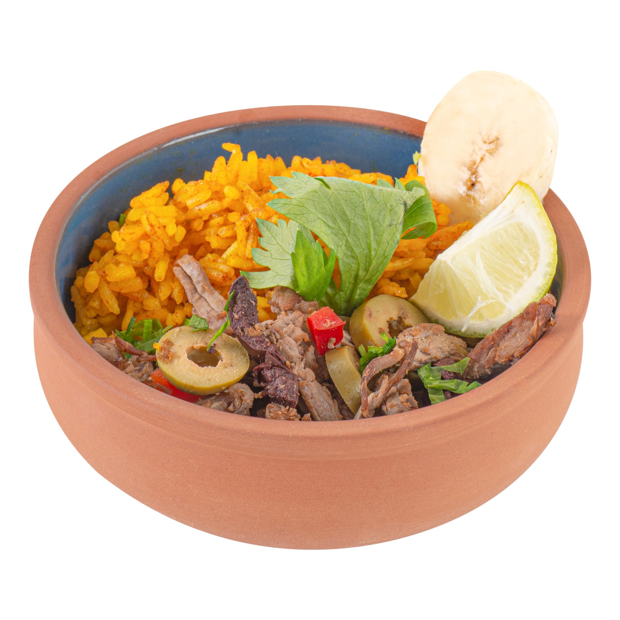 Restaurantware -Terra Tek Cazuelas de terracota de 6.75 onzas, 2 ollas de arcilla esmaltada azul para cocinar, listas para horno, microondas, ollas de terracota para servir, lavavajillas, para cocinar