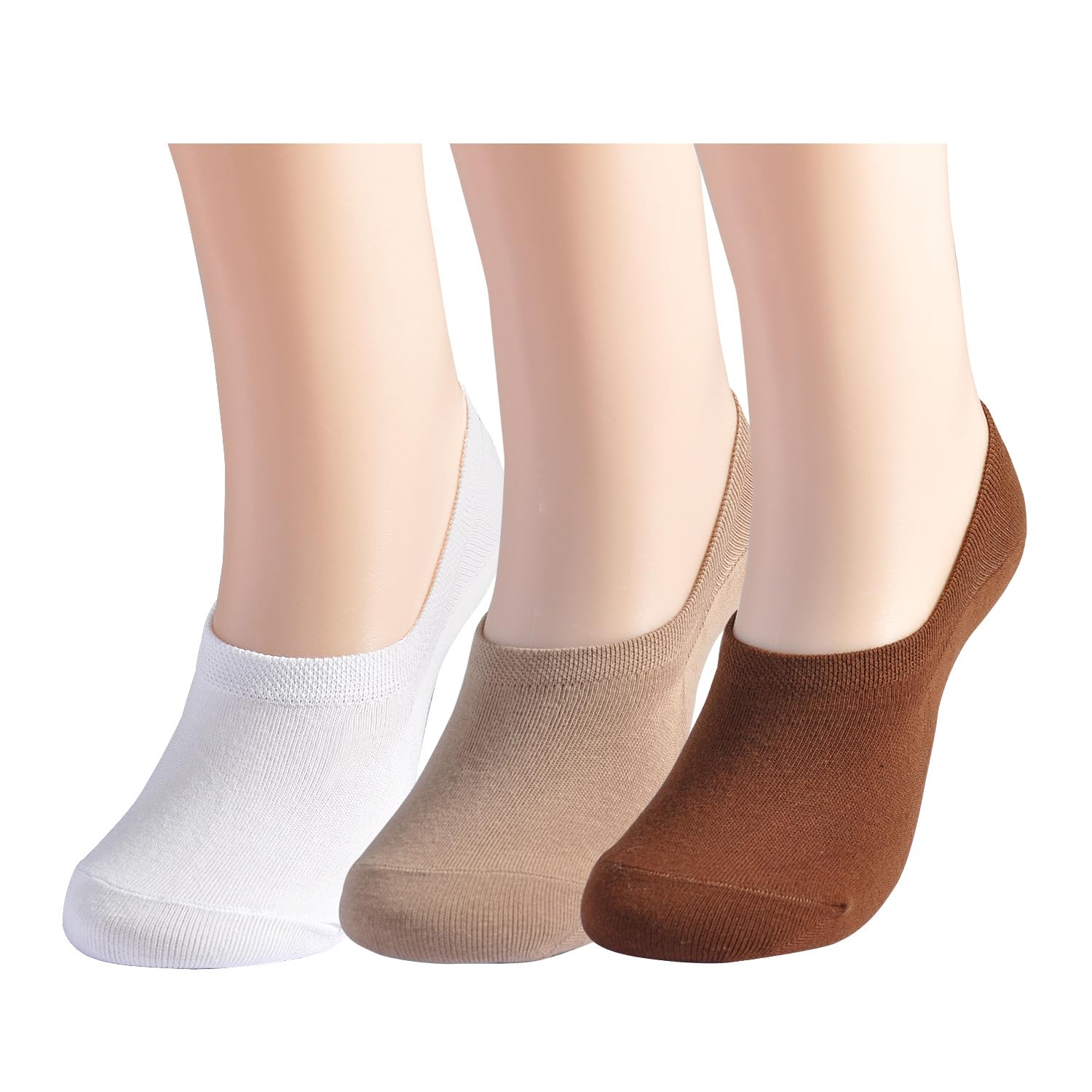 EPEIUS Womens No Show Socks Non Slip Thin Seamless White Nude Invisible Socks Footies Low Cut Liner 3/6 Pairs