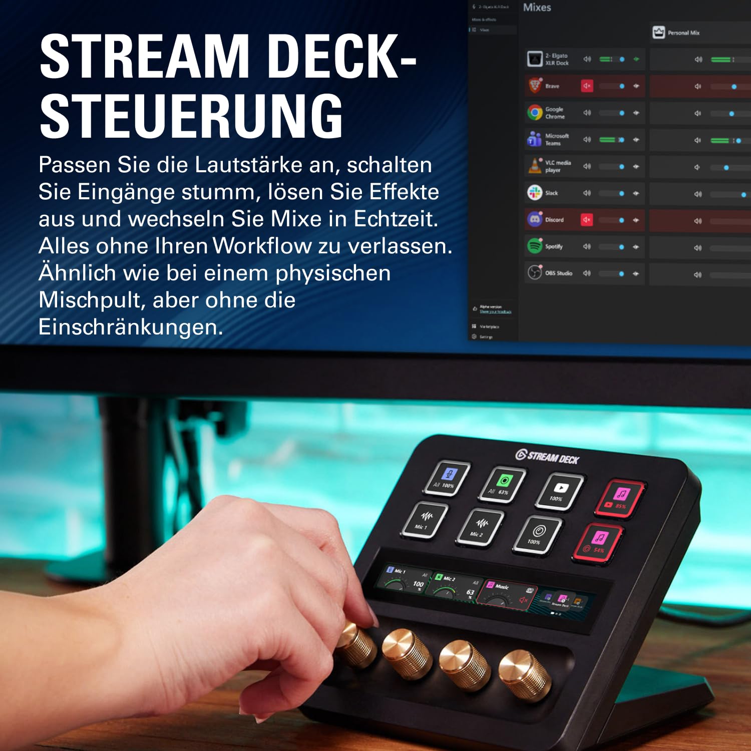 Elgato Wave XLR MK.2 - USB-Audio-Interface und DSP-Mixer für XLR-Mikrofone, 80dB Gain, Onboard-Effekte, LED-Feedback, Touch Mute, funktioniert mit Stream Deck, PC & Mac