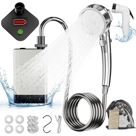 Ducha Portátil para Camping Recargable con Batería de Larga Duración