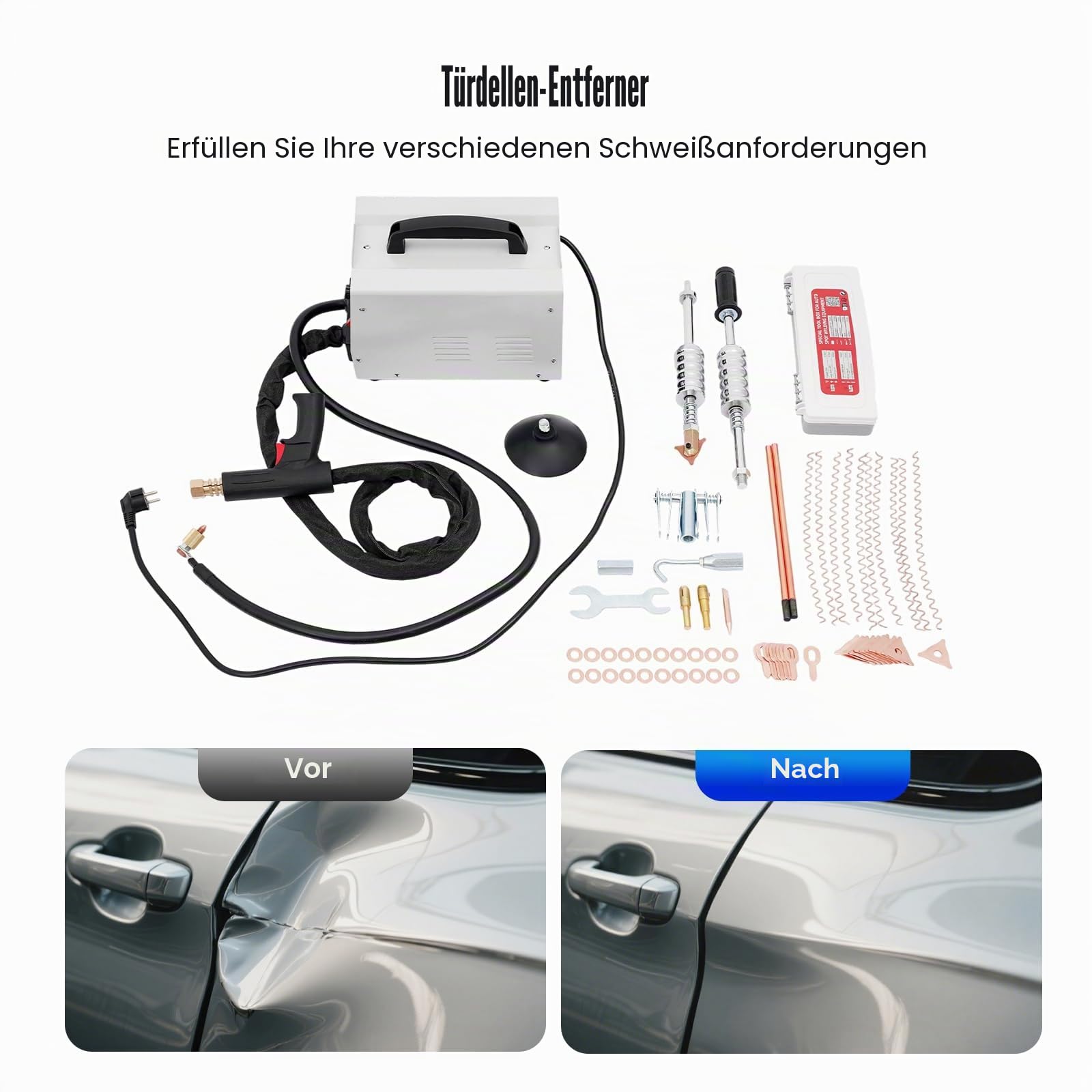 3KW 220V Ausbeulwerkzeug, Beulenzieher Auto, Ausbeulwerkzeug Karosserie Inklusive Werkzeugkasten, Für Universelle Fahrzeugmodelle Mit Eisenkörper